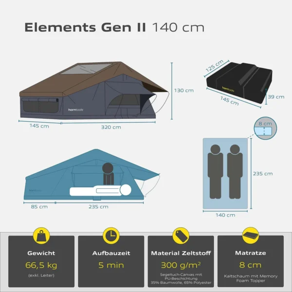Dachzelt Elements Ocean 140 DE